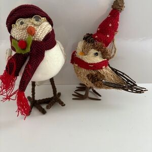 Festive Winter Red and White Bird Decor Set